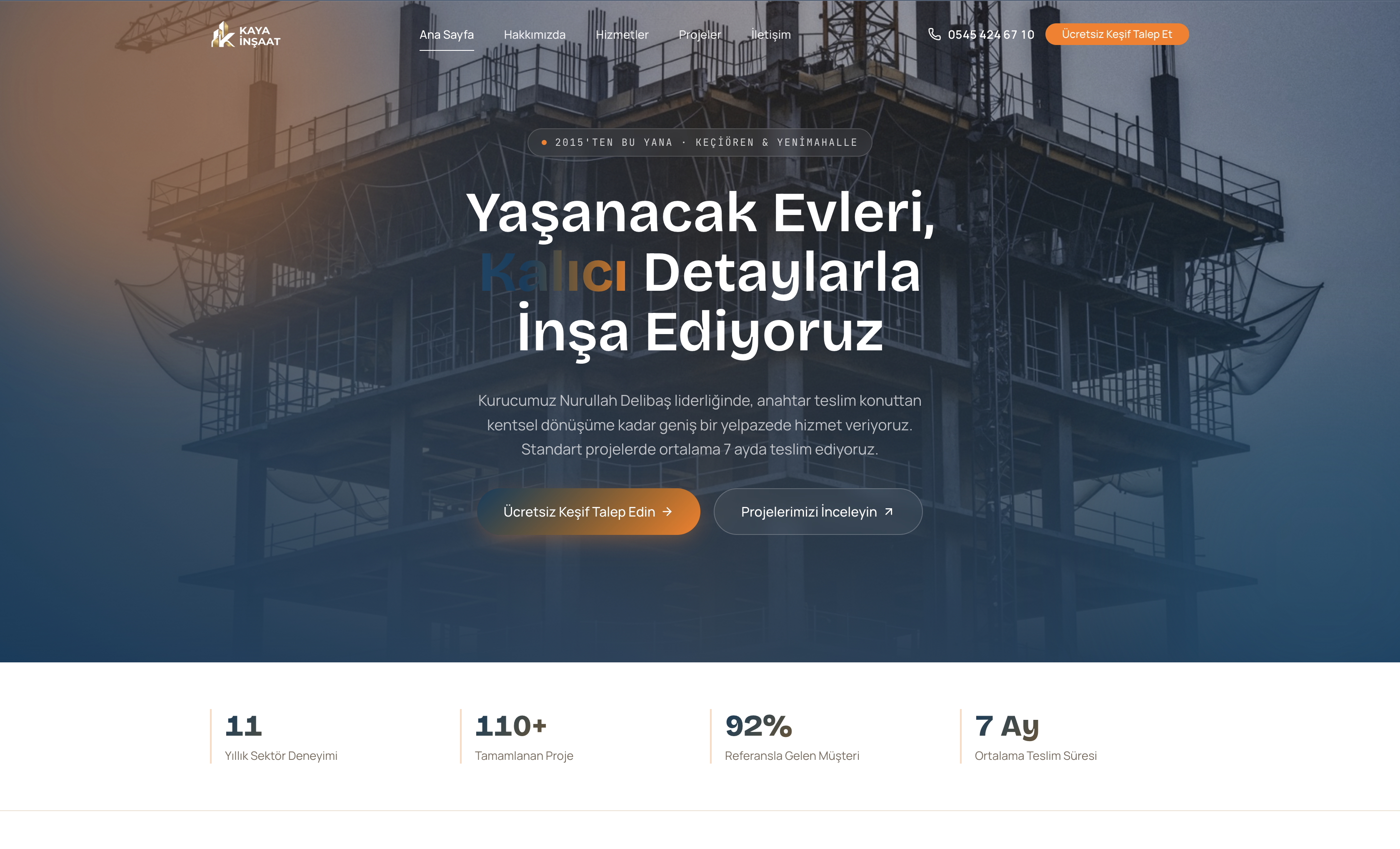 Kaya İnşaat Kurumsal Web Sitesi